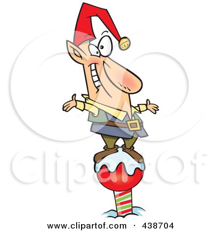 Royalty-Free (RF) Clip Art Illustration of a Cartoon Christmas Elf On The North Pole by toonaday