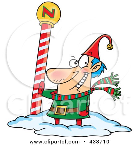 Royalty-Free (RF) Clip Art Illustration of a Cartoon Christmas Elf By The North Pole by toonaday