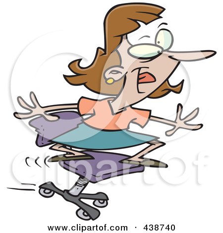 Royalty-Free (RF) Clip Art Illustration of a Cartoon Businesswoman Surfing On Her Office Chair by toonaday