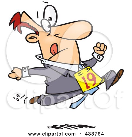 Royalty-Free (RF) Clip Art Illustration of a Cartoon Businessman Running In The Office Olympics by toonaday