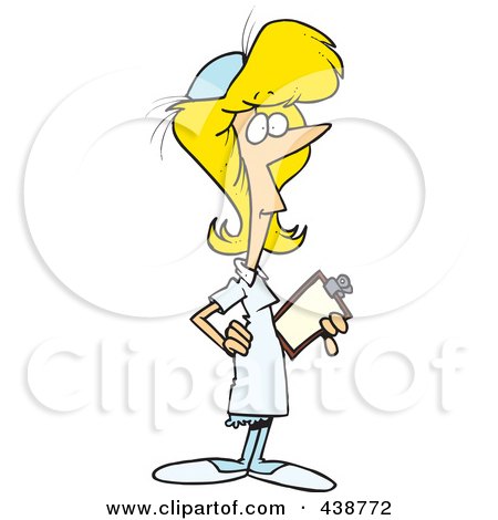 Royalty-Free (RF) Clip Art Illustration of a Cartoon Nurse With A Clipboard by toonaday
