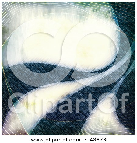 Clipart Illustration of a Grungy Background With Swooshes Of Blue And Faint White Waves by Arena Creative