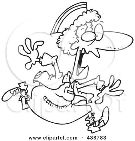 Royalty-Free (RF) Clip Art Illustration of a Cartoon Black And White Outline Design Of A Crazy Nurse by toonaday