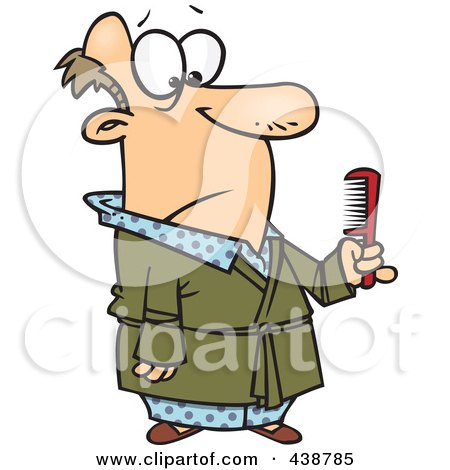 Royalty-Free (RF) Clip Art Illustration of a Cartoon Man Holding A Comb by toonaday