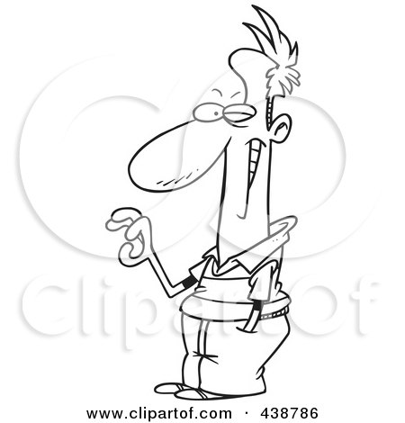 Royalty-Free (RF) Clip Art Illustration of a Cartoon Black And White Outline Design Of A Man Winking And Gesturing OK by toonaday