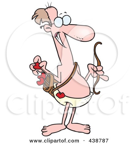 Royalty-Free (RF) Clip Art Illustration of a Cartoon Old Cupid Holding A Bow And Arrows by toonaday