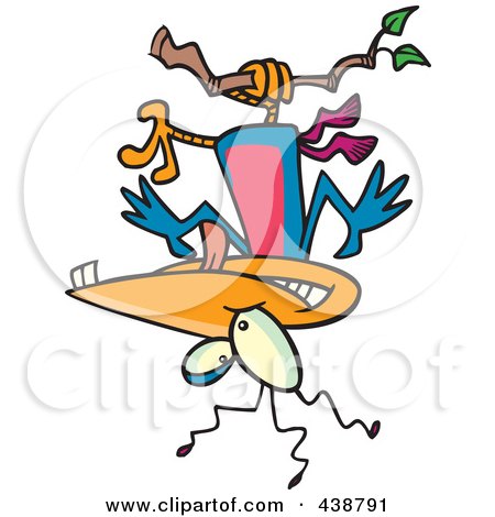 Royalty-Free (RF) Clip Art Illustration of a Cartoon Nutty Bird Hanging Upside Down by toonaday
