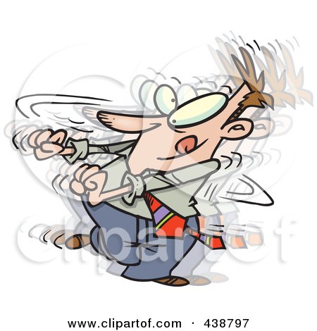 Royalty-Free (RF) Clip Art Illustration of a Cartoon Businessman Doing A Happy Dance by toonaday