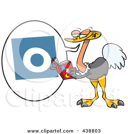 Royalty-Free (RF) Clip Art Illustration of a Cartoon Ostrich Reading The ABCs by toonaday