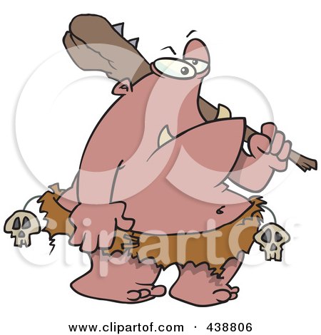 Royalty-Free (RF) Clip Art Illustration of a Cartoon Ogre Carrying A Club by toonaday