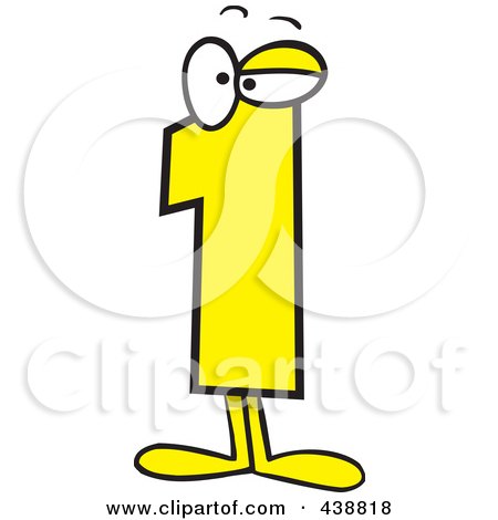 Royalty-Free (RF) Clip Art Illustration of a Cartoon Number One Character by toonaday