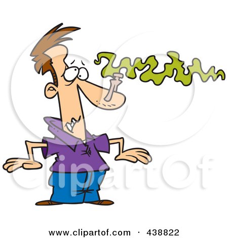 Royalty-Free (RF) Clip Art Illustration of a Cartoon Man With A Pin On His Nose To Avoid A Smell by toonaday