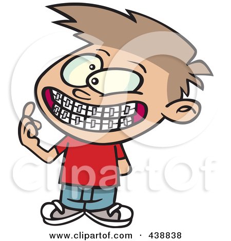 Royalty-Free (RF) Clip Art Illustration of a Cartoon Boy Showing His New Braces by toonaday