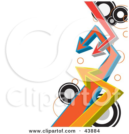 Clipart Illustration of a Border Of Circles And Arrows Pointing To A White Background by Arena Creative