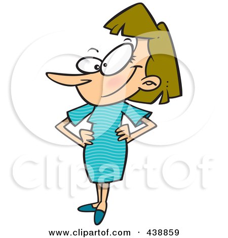 Royalty-Free (RF) Clip Art Illustration of a Cartoon Woman Showing Off Her New Dress by toonaday