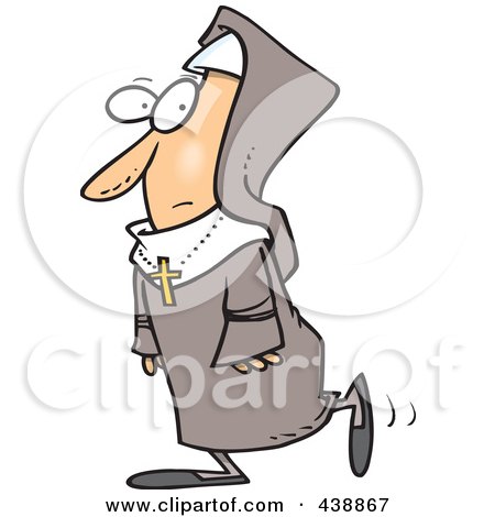 Royalty-Free (RF) Clip Art Illustration of a Cartoon Walking Nun by toonaday