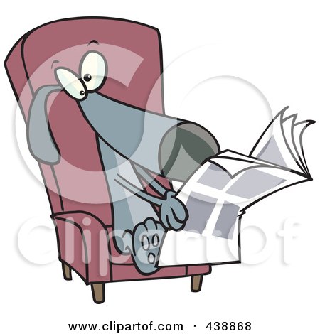 Royalty-Free (RF) Clip Art Illustration of a Cartoon Chair And Reading The News by toonaday