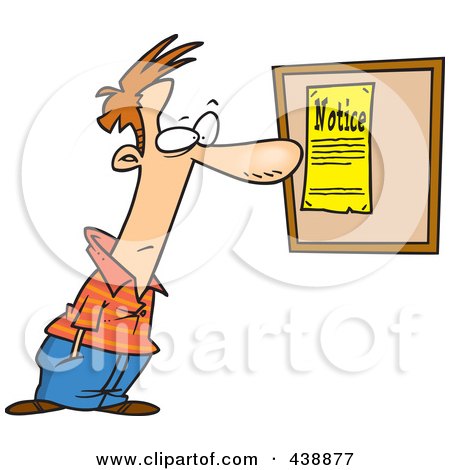 Royalty-Free (RF) Clip Art Illustration of a Cartoon Man Reading A Notice by toonaday