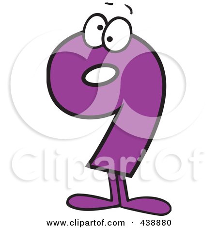Royalty-Free (RF) Clip Art Illustration of a Cartoon Number Nine Character by toonaday