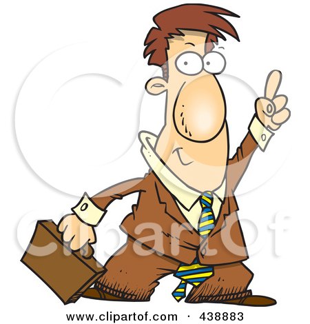 Royalty-Free (RF) Clip Art Illustration of a Cartoon Businessman Holding His Finger Up by toonaday