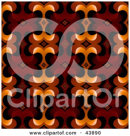 Clipart Illustration of a Retro Background Of Red, Brown And Orange Designs by Arena Creative