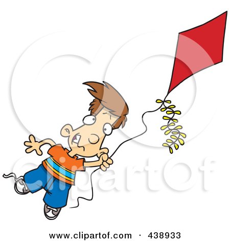 Royalty-Free (RF) Clip Art Illustration of a Cartoon Boy Flying A Kite - 1 by toonaday