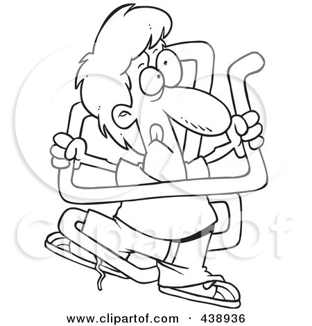 Royalty-Free (RF) Clip Art Illustration of a Cartoon Black And White Outline Design Of A Boy Tangled In Neon Tubing by toonaday