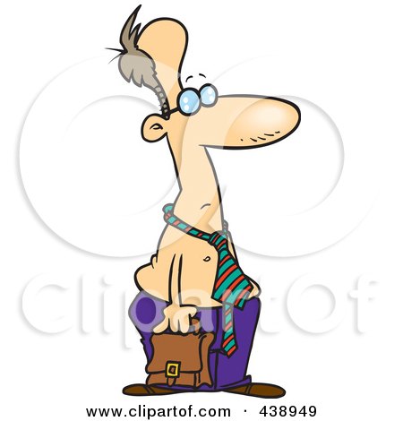 Royalty-Free (RF) Clip Art Illustration of a Cartoon Shirtless Businessman Carrying A Briefcase by toonaday