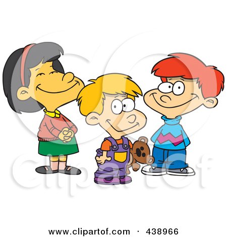 Royalty-Free (RF) Clip Art Illustration of a Cartoon Girl And Two Boys by toonaday