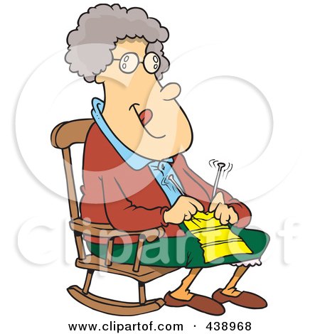 Royalty-Free (RF) Clip Art Illustration of a Cartoon Granny Knitting In A  Rocking Chair by toonaday #438968
