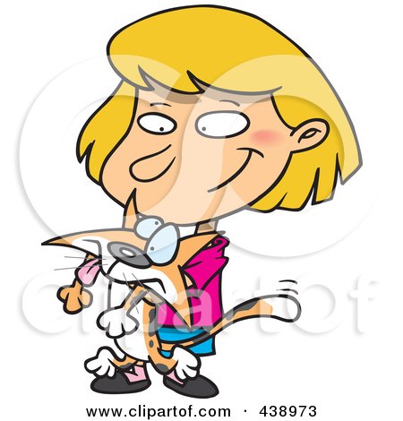 Royalty-Free (RF) Clip Art Illustration of a Cartoon Girl Mangling Her Kitty by toonaday