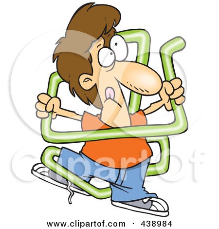 Royalty-Free (RF) Clip Art Illustration of a Cartoon Boy Tangled In Neon Tubing by toonaday