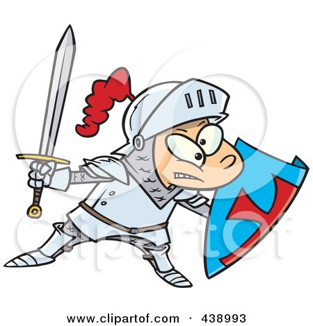 Royalty-Free (RF) Clip Art Illustration of a Cartoon Jousting Knight On ...