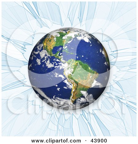 Clipart Illustration of Earth Crashing Through Ice Or Glass by Arena Creative