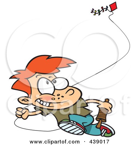 Royalty-Free (RF) Clip Art Illustration of a Cartoon Boy Flying A Kite - 2 by toonaday