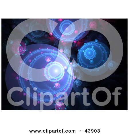 Clipart Illustration of an Abstract Fractal Background Of Blue Vortexes With Purple Lights by Arena Creative