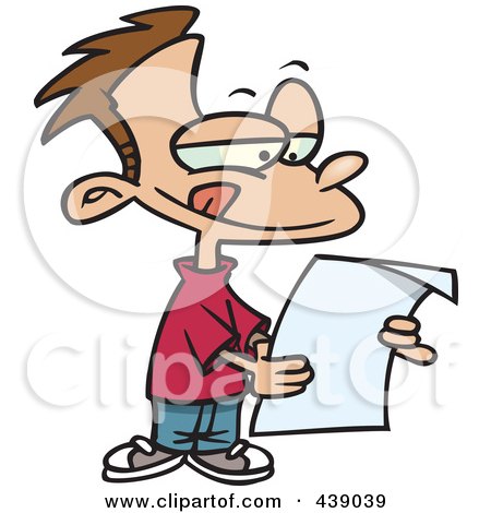 Royalty-Free (RF) Clip Art Illustration of a Cartoon Boy Reading A Letter by toonaday