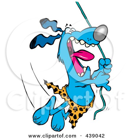 Royalty-Free (RF) Clip Art Illustration of a Cartoon Jungle Dog Swinging On A Vine by toonaday
