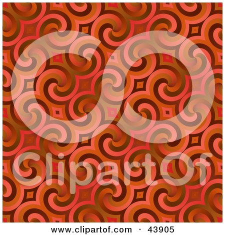 Clipart Illustration of a Red Retro Background of Swirls by Arena Creative