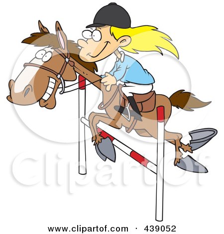 Royalty-Free (RF) Clip Art Illustration of a Cartoon Girl On A Leaping Horse by toonaday
