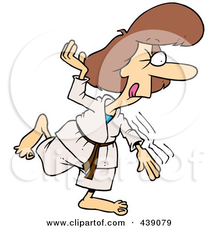 Royalty-Free (RF) Clip Art Illustration of a Cartoon Karate Woman by toonaday