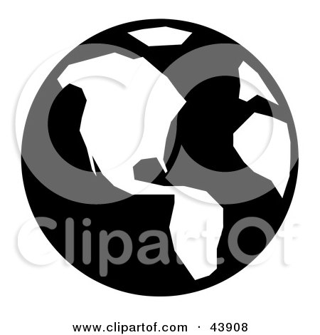Clipart Illustration of a Black And White Simple Globe by Arena Creative