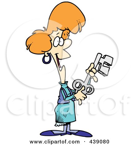 Royalty-Free (RF) Clip Art Illustration of a Cartoon Woman Holding An Opportunity Key by toonaday