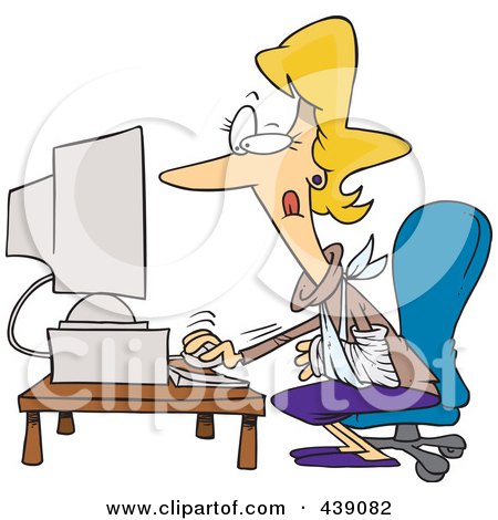 Royalty-Free (RF) Clip Art Illustration of a Cartoon Woman Working With A Broken Arm by toonaday