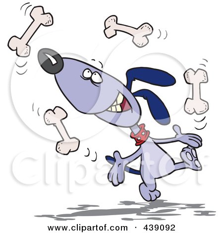 Royalty-Free (RF) Clip Art Illustration of a Cartoon Dog Juggling Bones by toonaday
