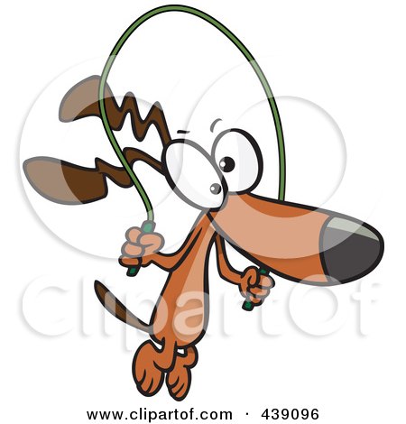 Royalty-Free (RF) Clip Art Illustration of a Cartoon Dog Jumping Rope by toonaday