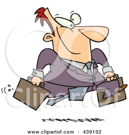 Royalty-Free (RF) Clip Art Illustration of a Cartoon Businessman Running To Work by toonaday