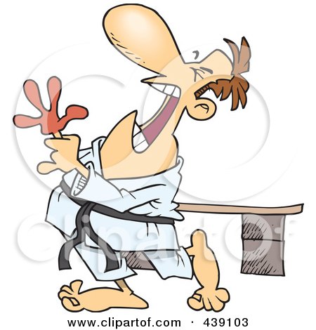 Royalty-Free (RF) Clip Art Illustration of a Cartoon Karate Man With A Hurt Hand by toonaday