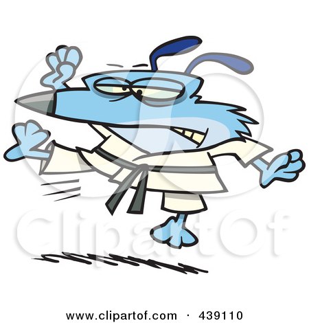 Royalty-Free (RF) Clip Art Illustration of a Cartoon Karate Dog Jumping by toonaday