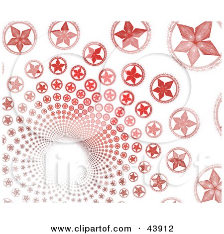 Clipart Illustration of a Red Fractal Star Vortex On White by Arena Creative